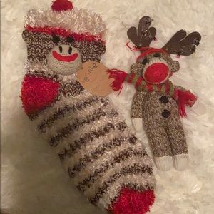 Sock Monkey Cozy Socks NWT and Sock Monkey roll